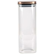 Porta Mantimentos Quadrado Dynasty em Vidro Borossilicato com Tampa de Metal Cobre – 1,9L