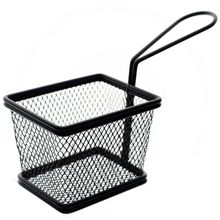 Mini Cesta Retangular para Alimentos Dynasty Fry em Aço Inox - Preta