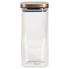 Porta Mantimentos Quadrado Dynasty em Vidro Borossilicato com Tampa de Metal Cobre – 1,4L