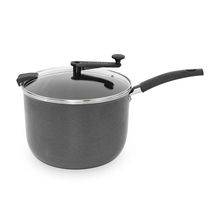 Pipoqueira Multiflon 22cm 5,6L Antiaderente com Tampa de Vidro Cinza