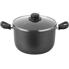 Caldeirão Multiflon Gourmet em Alumínio com Revestimento Antiaderente 7 Camadas, Tampa de Vidro com Saída de Vapor e Alças em Baquelite - 26 cm