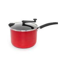 Pipoqueira Multiflon 20cm 4,3L Antiaderente com Tampa de Vidro Vermelha