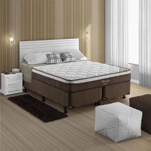 Cama Box Queen Size Ortobom Magnyfic com Ortopillow e Molas Ensacadas 65x158x198 cm - Marrom/Bege