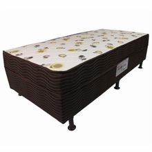 Cama Box Conjugada Solteiro Ortobom Turin Spring com Ortopillow e Molas Nanolastic 43x88x188cm - Marrom/Bege