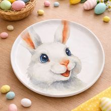 Jogo Pratos Sobremesa Sorrisos Coelho Branco 21,5cm Kit 8pç