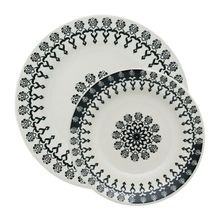 Kit Pratos Rasos e Fundos Donna Folk Oxford® Cerâmica 16 Peças