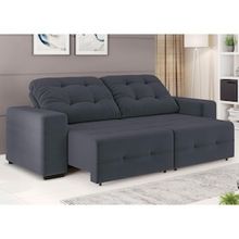 Sofá 4 Lugares Linoforte Bonno com Assento Retrátil e Encosto Reclinável em Tecido Suede 230 cm de Largura