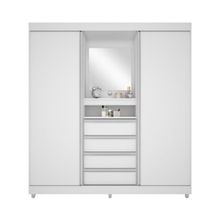 Guarda-Roupa Bartira Fortaleza II com Espelho, 2 Portas de Correr e 4 Gavetas
