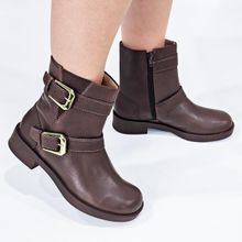 Bota Usaflex Feminina Coturno em Couro Fivelas AL1902