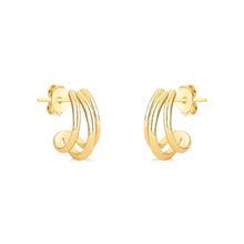 Brinco Meia argola de Ouro linhas