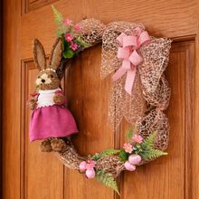 Guirlanda Páscoa Decoração Coelha Ovos Laço Arranjo De 50cm