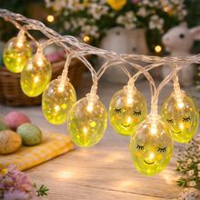 Pisca Cordão Varal Ovos Páscoa 10 Lâmpadas LEDs Amarelo 1,5m