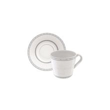 Conjunto Xícara e Pires de Chá Gabrielle em Porcelana Decorada - Tramontina