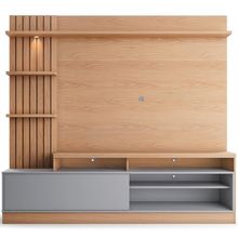 Estante Painel Para 65 Pol Com Led Aracati C04 Freijó Cinza Fosco - Lyam Decor