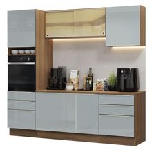 Armário De Cozinha Completa 240cm Rustic/cinza Lux Madesa 08 Rustic/cinza Rustic/cinza