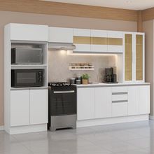 Armário De Cozinha Completa 100% Mdf 310 Cm Smart Madesa 04 Branco