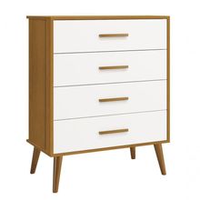 Cômoda Gaveteira Retrô Isis Branco Fosco Com Savana - Moveisaqui