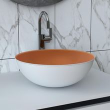 Cuba Sobrepor Banheiro Redonda 33,5x12cm Multimóveis Cr10156 Cobre/branco