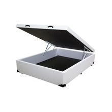 Cama Box Baú Blindado Casal Extremo Reforçado Homequeen Sintético Branco 41x138x188