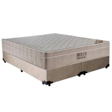 Cama Box Casal Suede Bipartido + Colchão Ortobom Airtech Molas Ensacadas 65x138x188 Cor:bege