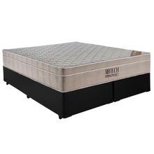 Cama Box Casal Sintético Bipartido + Colchão Ortobom Airtech Molas Ensacadas 65x138x188 Cor:preto