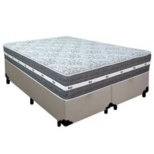 Cama Box Casal Bipartido Sintético + Colchão Black Graphite Molas Ensacadas 138x188x64cm Branco
