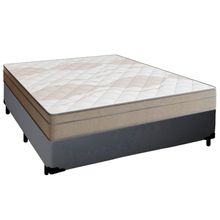 Cama Box Casal Sintético + Colchão De Molas Ensacadas Portobel Ipanema - 138x188x65cm Cinza