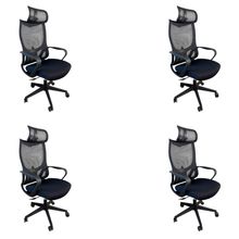 Kit 4 Cadeiras De Escritório Presidente Ergonômica Oficial Corporativa Verona Apoio Nuca