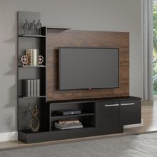 Estante Para Tv 50 Polegadas Com 2 Portas E Nichos Menu Móveis Castanho