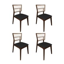 Kit 4 Cadeiras De Jantar Tela Premium Madeira Maciça Manuela Preto Veludo Mel