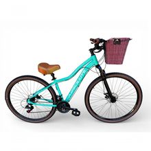 Bicicleta Aro 29 Feminina Absolute Hera Retrô Vintage 21v Confortável Cesta Selim 2 Molas Verde Tamano 15