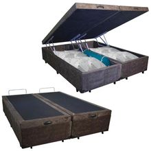 Cama Box Baú Casal Bipartido Suede Mega Cama Marrom 138x188x45cm