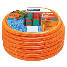 Mangueira Tramontina Super Flex de 1/2" com Engates Rápidos e Esguicho - 25m - Laranja