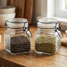 Potes Hermético Porta Mantimentos Vidro Clipe 750ml Kit 4pçs