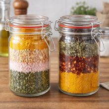 Potes Hermético Mantimento Vidro Trava Metal 1000ml Kit 10pç