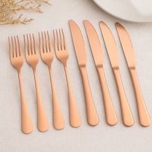 Jogo Garfo Faca Inox Mesa Restaurante Gold Rose Kit 12 Peças