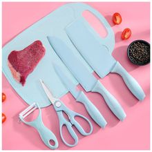 Jogo De Facas Inox Suporte Acrílico 7 Peças Azul