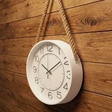 Relógio Parede Decoração Serrano Redondo Com Alça Corda 30cm