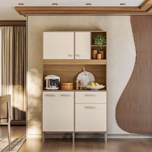 Armário De Cozinha Compacto Liv 5 Portas 1 Gaveta Com Nicho Decorativo 1,20m - Freijó/soft