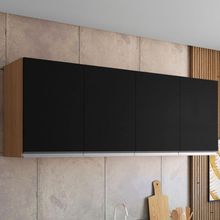 Armario Aereo California 4pts 1,50m Amendoa Preto