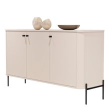 Buffet Aparador Para Sala De Estar 3 Portas Pés Em Aço - Off White Preto Off White Preto