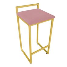 Banqueta Alta Lavinia Suede Rosê Base Dourado