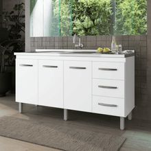 Armário Balcão De Pia 3 Portas 3 Gavetas Branco