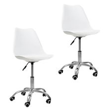 Kit 2 Cadeiras Office Oficial Cromada Girat Saarinen Branco