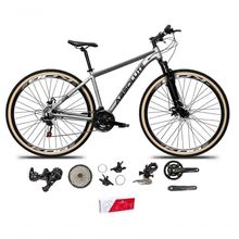 Bicicleta Aro 29 Absolute Nero 5 Alumínio 2x9 Freios Hidráulicos K7 Garfo Com Trava 18v Cinza 17