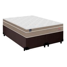 Cama Box Casal Bipartido Suede + Colchão Lis Molas Ensacadas Plumatex Marrom 138cm - Suporta Até 120 Kg Por Pessoa