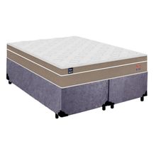 Cama Box Casal Bipartido Suede + Colchão Lis Molas Ensacadas Plumatex 138x188x64cm Cinza