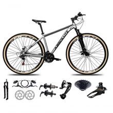 Bicicleta Aro 29 Absolute Nero 5 Alumínio 27v Freio Hidráulico K7 Garfo Com Trava Mtb Cinza 21