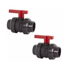 Kit 2 Registros Em Pvc P/ Piscina Com 2 Uniões 50mm