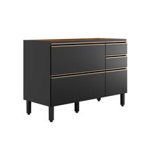 Balcão Cozinha Modulado P/ Pia Proença C/ 1 Porta E 4 Gavetas S/ Tampo 120cm Nogueira/carbono Prime Tx Demóbile